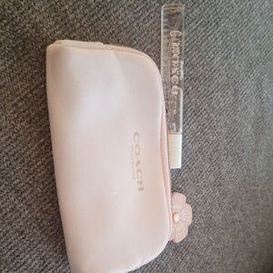 Coach Floral And  Pink Cosmetic Pouch with Floral Detail